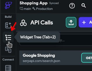 FlutterFlow の操作画面。ドラッグ&ドロップでモバイルアプリを構築できるノーコードツールのダッシュボード。